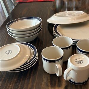 Gibson White and Blue Dinnerware Set